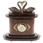 Часы настольные из натурального камня с декором в виде двух лебедей Swans Stone Clock варинант исполнения - 5 | Loft Concept во Владивостоке