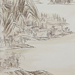 Обои ручная роспись A Thousand Li of Rivers and Mountains Special Colourway on Bleached White dyed silk 2 варинант исполнения - 1 | Loft Concept во Владивостоке