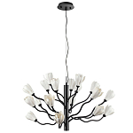 Люстра подвесная черного цвета с ветвями и белыми фарфоровыми цветами Floralis варинант исполнения - 7 | Loft Concept во Владивостоке