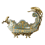 Чаша голубого цвета с оранментом и и бронзовыми фигурами леопардов Eden Garden варинант исполнения - 3 | Loft Concept во Владивостоке