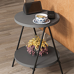 Стол приставной с 2-мя круглыми столешницами цвета антрацит ESSEL SIDE TABLE ANTHRACITE варинант исполнения - 7 | Loft Concept во Владивостоке