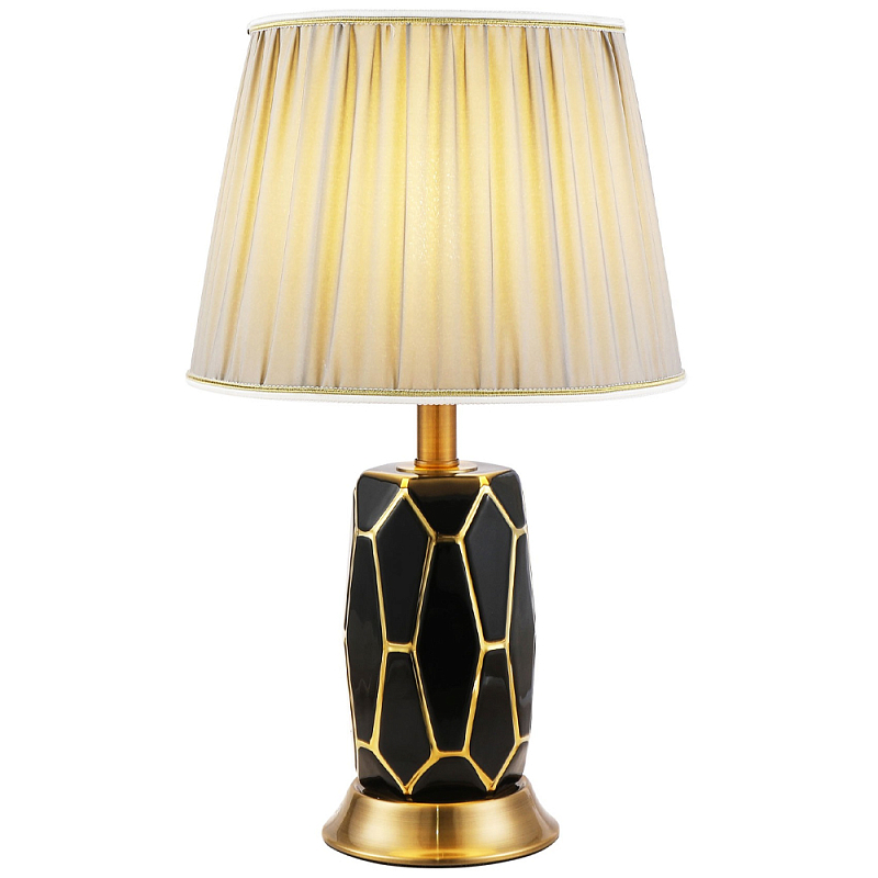 Настольная лампа с абажуром Fiorella Table Lamp Black Черный Золотой Бежевый Настольная лампа с абажуром Fiorella Table Lamp Black Черный Золотой Бежевый во Владивостоке | Loft Concept
