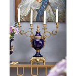 Подсвечник из темно-синего фарфора на бронзовой подставке с фигурками ангелов и декоративными ручками Eden Garden варинант исполнения - 3 | Loft Concept во Владивостоке