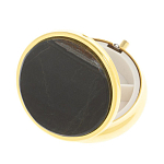 Таблетница карманная круглая с 3-мя отделениями с зеркалом и накладкой из натурального камня Соколиный глаз Gold Stone Pillboxes варинант исполнения - 2 | Loft Concept во Владивостоке