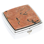 Таблетница карманная квадратная с 2-мя отделениями с зеркалом и накладкой из натурального камня Пегматит Silver Stone Pillboxes варинант исполнения - 1 | Loft Concept во Владивостоке