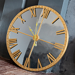 Часы настенные зеркальные с золотым металлическим циферблатом Mirror Tower Clock варинант исполнения - 4 | Loft Concept во Владивостоке