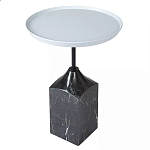 Кофейный столик с круглой столешницей и мраморным основанием Steel Reliability варинант исполнения - 2 | Loft Concept во Владивостоке