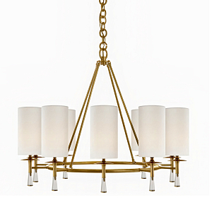 Люстра круглая с белыми тканевыми абажурами Anabel