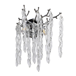 Бра цвета хром с ветвями и прозрачными стеклянными подвесками в виде вытянутых спиральных капель Droplet Chandelier варинант исполнения - 1 | Loft Concept во Владивостоке