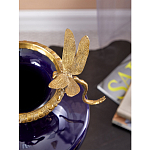 Ваза темно-синего цвета из фарфора с бронзовыми стрекозами Eden Garden porcelain and bronze варинант исполнения - 5 | Loft Concept во Владивостоке