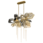 Люстра подвесная с 18-ю стеклянными плафонами с вертикальными подвесками Gilded Mirage  варинант исполнения - 5 | Loft Concept во Владивостоке