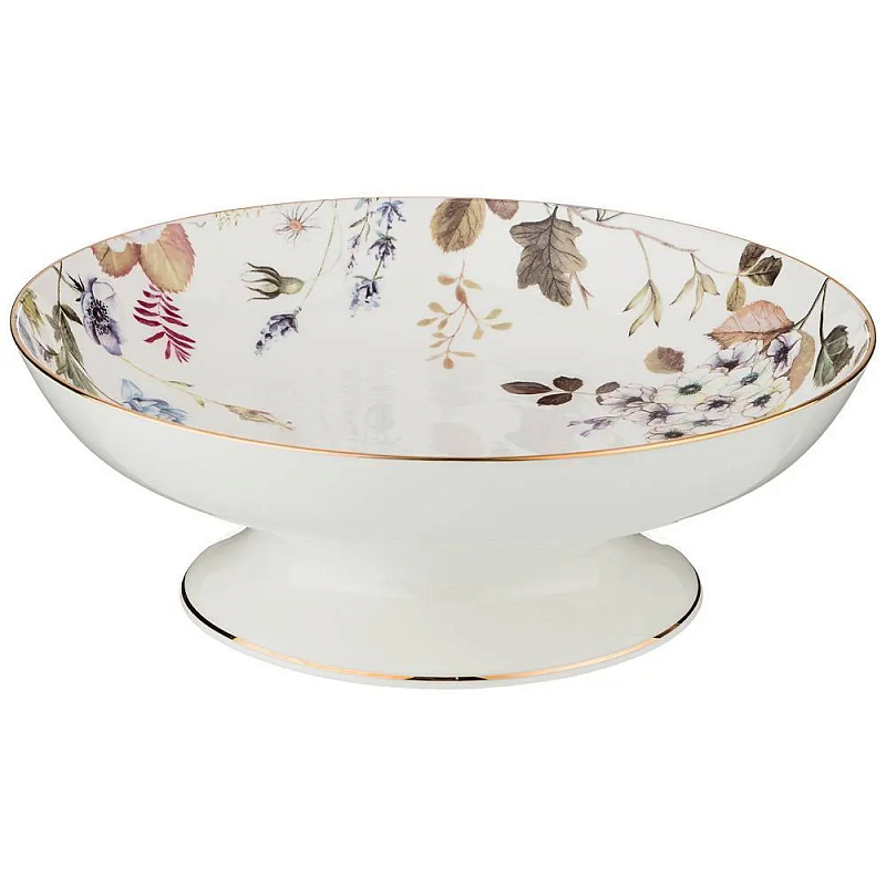 Ваза фарфоровая белая на ножке с рисунком цветов Garden Whisper Porcelain Set Белый Мульти Ваза фарфоровая белая на ножке с рисунком цветов Garden Whisper Porcelain Set Белый Мульти во Владивостоке | Loft Concept