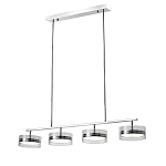 Люстра светодиодная с 4-мя круглыми прозрачными плафонами цилиндрической формы из акрила и стекла с пультом для регулировки света Glass Lamp Chromium варинант исполнения - 1 | Loft Concept во Владивостоке