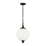 Подвесной светильник с белым стеклянным плафоном в форме шара на цепи Feiss варинант исполнения - 2 | Loft Concept во Владивостоке