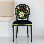Стул чёрный из натурального бука с изображением птица в саду Blooming Red Birds варинант исполнения - 3 | Loft Concept во Владивостоке