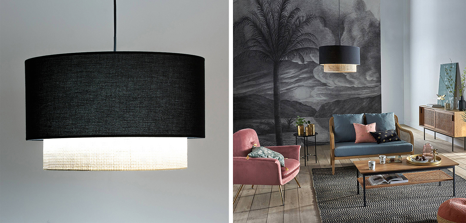 Подвесной светильник Ottar Wicker Black lampshade Подвесной светильник Ottar Wicker Black lampshade - Loft-Concept во Владивостоке