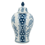 Ваза с крышкой и голубым цветочным рисунком 37 см Blue & White Ornament варинант исполнения - 2 | Loft Concept во Владивостоке