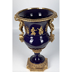 Ваза темно-синего цвета из фарфора с бронзовыми ручками в виде фигур Eden Garden porcelain and bronze варинант исполнения - 7 | Loft Concept во Владивостоке