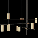 Люстра с 9-ю цилиндрическими плафонами цвета латунь TRIBES CHANDELIER варинант исполнения - 3 | Loft Concept во Владивостоке