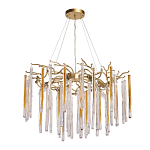 Люстра подвесная золотого цвета с разветвленными ветвями и прозрачными стеклянными подвесками Droplet Chandelier варинант исполнения - 2 | Loft Concept во Владивостоке