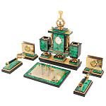 Настольный письменный набор из малахита и долерита с декором в виде герба России Leader Organizer варинант исполнения - 2 | Loft Concept во Владивостоке