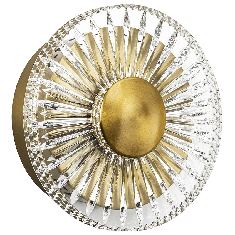 Бра с круглым рельефным плафоном Glass Peonies Brass Wall Lamp Прозрачный Бронза Бра с круглым рельефным плафоном Glass Peonies Brass Wall Lamp Прозрачный Бронза во Владивостоке | Loft Concept
