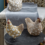 Статуэтка курица с белым цветочным узором и металлическими ножками Rustic Chicken варинант исполнения - 4 | Loft Concept во Владивостоке