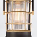 Настенный фонарь цилиндрической формы с рифленым стеклом в золотом каркасе на черном прямоугольном основании Eurofase варинант исполнения - 15 | Loft Concept во Владивостоке