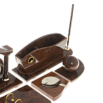 Настольный письменный набор с часами из природного камня обсидиана Competent Leader варинант исполнения - 5 | Loft Concept во Владивостоке