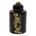 Банка с крышкой из фарфора с бронзовым цветочным элементом Eden Garden варинант исполнения - 1 | Loft Concept во Владивостоке