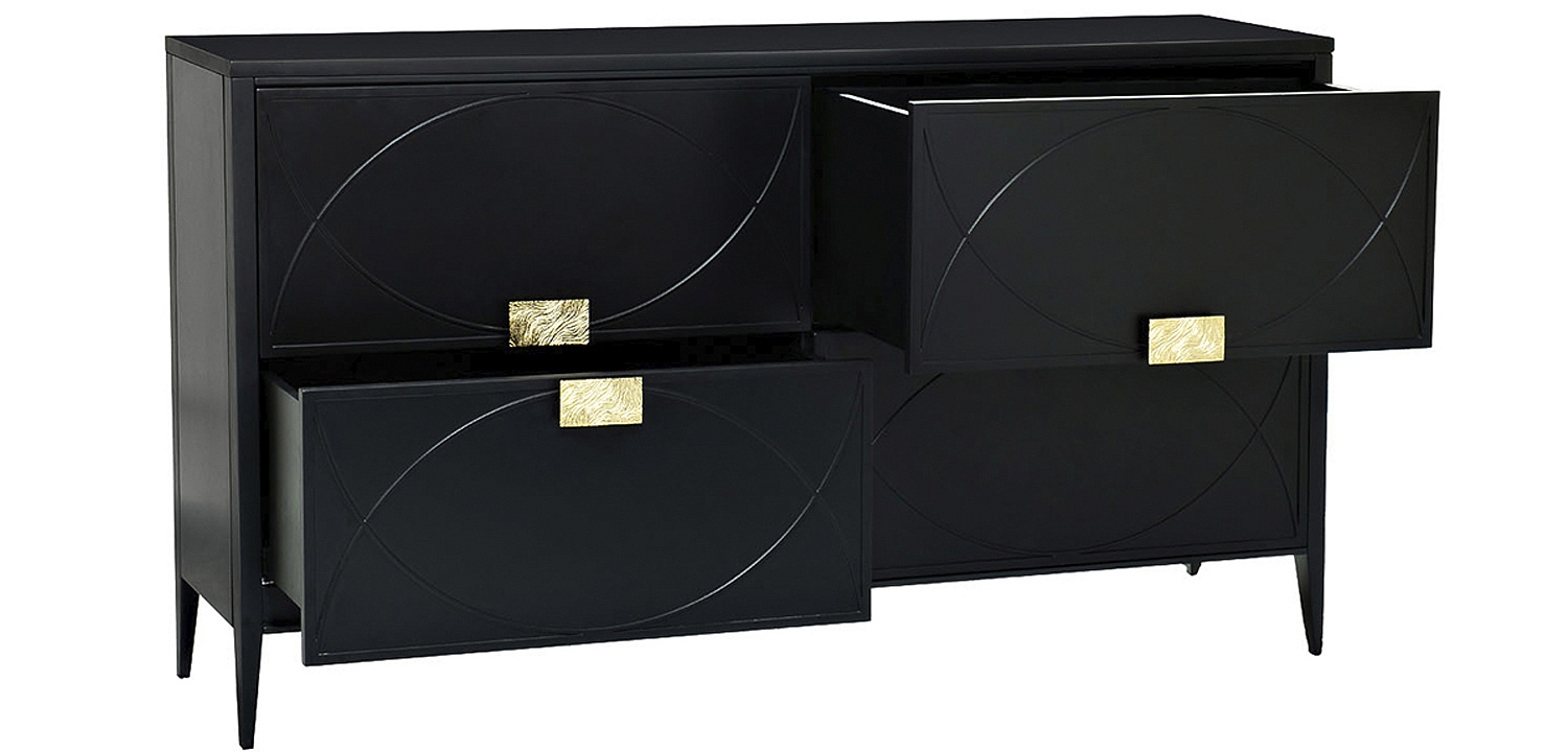 Комод с 4-мя ящиками Amelie Black Chest of Drawers Черный Комод с 4-мя ящиками Amelie Black Chest of Drawers Черный - Loft-Concept во Владивостоке
