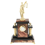 Часы настольные бронзовые из натурального камня Яшма с декором в виде Фемиды Themis Stone Clock варинант исполнения - 1 | Loft Concept во Владивостоке