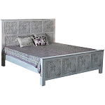 Двуспальная кровать из массива манго с резьбой Floro Grey Mango Bed варинант исполнения - 1 | Loft Concept во Владивостоке