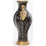 Ваза черного цвета из фарфора с золотистым узором и бронзовыми ручками Высота 39.5 см Eden Garden porcelain and bronze варинант исполнения - 2 | Loft Concept во Владивостоке