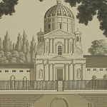 Обои ручная роспись Monuments of Paris Terre Foncée on scenic paper варинант исполнения - 2 | Loft Concept во Владивостоке