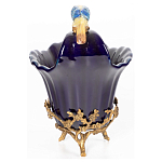 Чаша темно-синего цвета из фарфора с разноцветной птичкой Eden Garden porcelain and bronze варинант исполнения - 11 | Loft Concept во Владивостоке