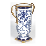 Ваза с бронзовыми ручками и синим цветочным узором Blue & White Ornament варинант исполнения - 2 | Loft Concept во Владивостоке