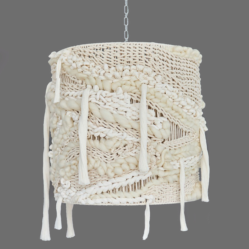 Плетеный Подвесной светильник из шерсти Wool Lamp Бежевый во Владивостоке | Loft Concept 
