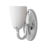 Бра для ванных комнат с белым стеклянным плафоном в форме бокала на овальном основании цвета хром с изогнутым держателем Feiss варинант исполнения - 1 | Loft Concept во Владивостоке