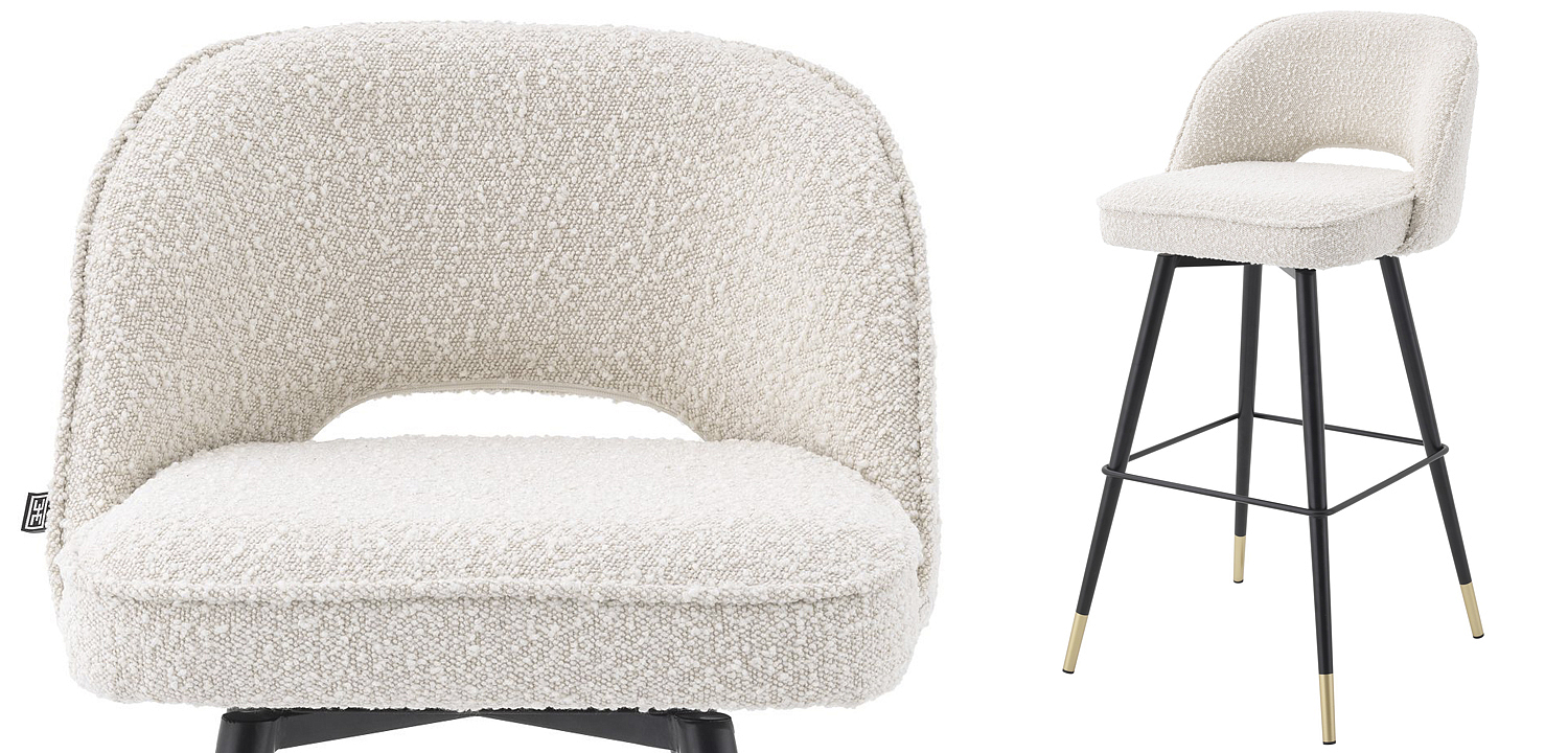 Комплект барных стульев Eichholtz Bar Stool Cliff set of 2 Boucle cream Комплект барных стульев Eichholtz Bar Stool Cliff set of 2 Boucle cream - Loft-Concept во Владивостоке