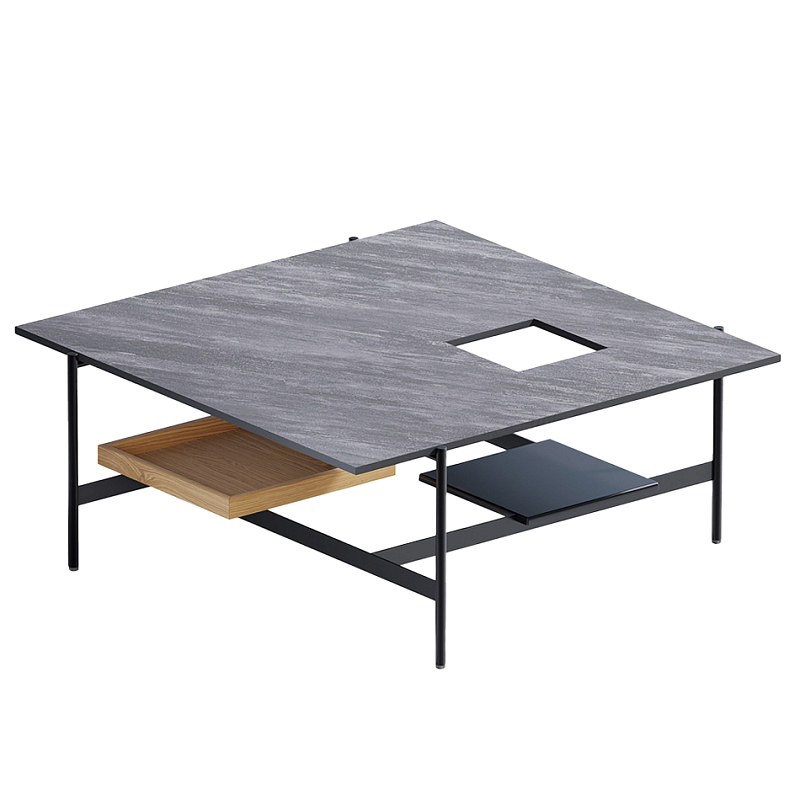 Karat журнальный столик цвета серый камень с съемным подносом Серый Черный во Владивостоке | Loft Concept 