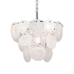 Люстра из белых стеклянных дисков на серебрянном каркасе White Glowing Reflectors варинант исполнения - 1 | Loft Concept во Владивостоке