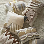 Чехол на подушку с вышивкой в виде геометрических узоров Beige Calista Rect варинант исполнения - 7 | Loft Concept во Владивостоке