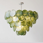 Люстра из зеленых стеклянных дисков с перламутровым эффектом Green Glowing Glaze варинант исполнения - 2 | Loft Concept во Владивостоке