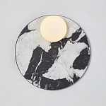 Бра круглое с каменным черно-белым основанием и плафоном из стекла Shaw Marble Lighting варинант исполнения - 1 | Loft Concept во Владивостоке