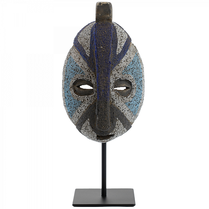 Маска African Mask Ganju Серый Белый Синий Голубой Черный Маска African Mask Ganju Серый Белый Синий Голубой Черный во Владивостоке | Loft Concept