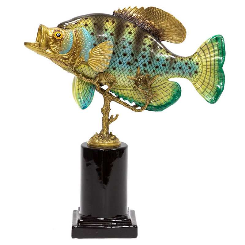 Статуэтка из фарфора в форме рыбы SEA Porcelain and Bronze Черный Бронза Зеленый Желтый Статуэтка из фарфора в форме рыбы SEA Porcelain and Bronze Черный Бронза Зеленый Желтый во Владивостоке | Loft Concept