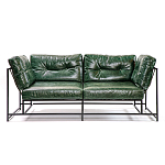 Диван Лофт Натуральная Винтажная кожа Зеленый Two Seat Encounter Leather Sofa варинант исполнения - 1 | Loft Concept во Владивостоке