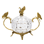 Конфетница из прозрачного рельефного стекла с ручками в виде стрекоз и фигуркой лебедя Eden Garden варинант исполнения - 1 | Loft Concept во Владивостоке