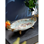 Блюдо овальное из голубого фарфора с ручками в виде бабочек и цветочным рисунком Blue Garden варинант исполнения - 2 | Loft Concept во Владивостоке